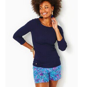 NWT!!! Lilly Pulitzer True Navy ¾ Sleeve Halee Boat Neck Top, Size XL